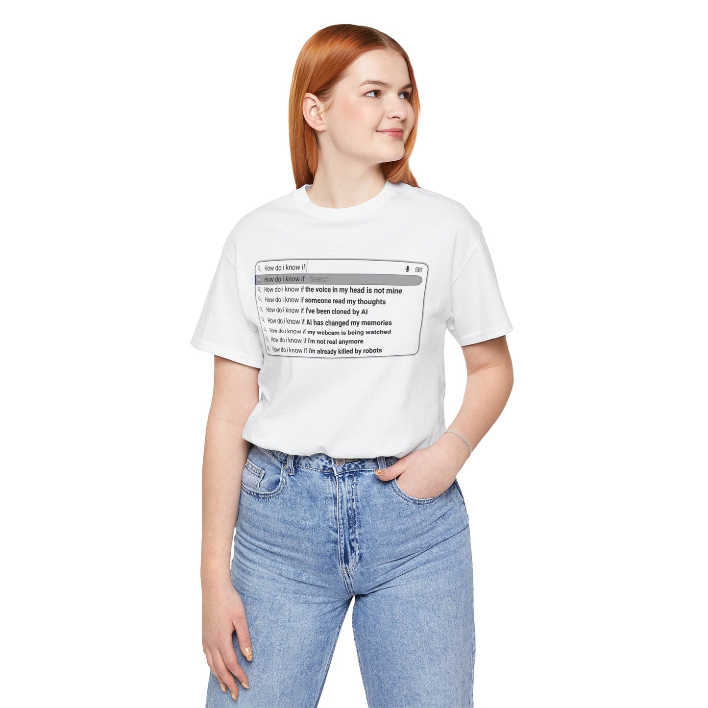 AI Conspiracy Search Bar T-Shirt – Creepy Thought-Control Design for Tech-Savvy Rebels