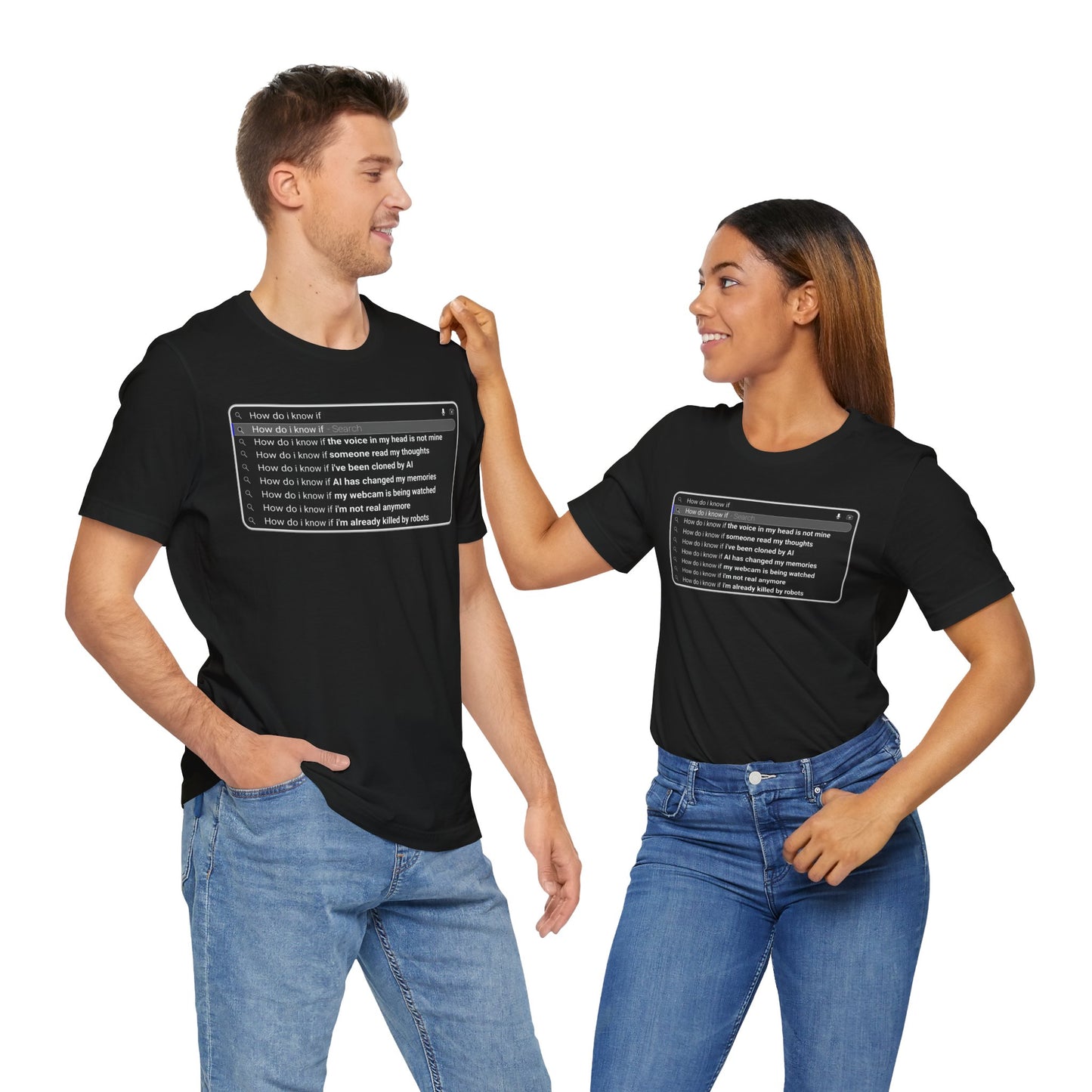 AI Conspiracy Search Bar T-Shirt – Creepy Thought-Control Design for Tech-Savvy Rebels