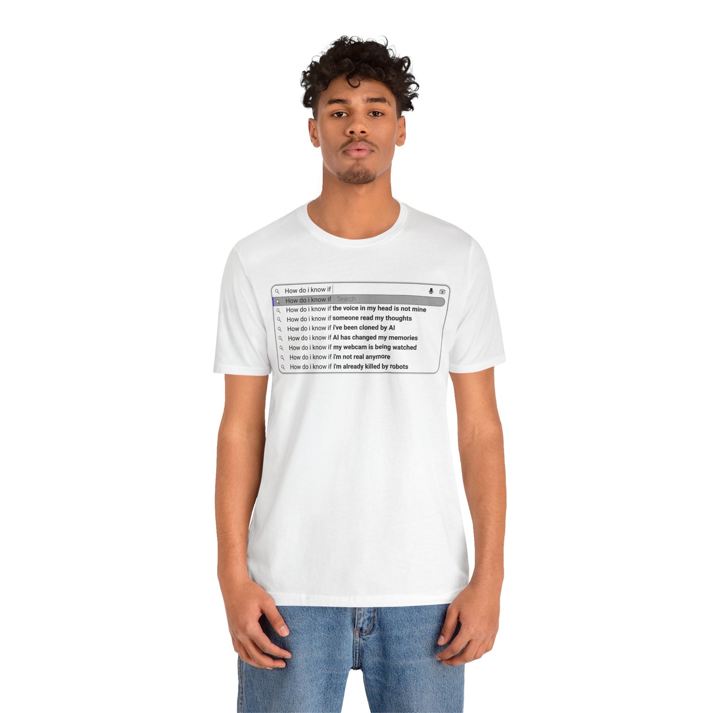 AI Conspiracy Search Bar T-Shirt – Creepy Thought-Control Design for Tech-Savvy Rebels