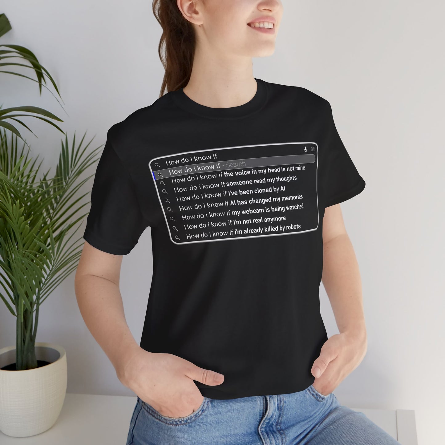AI Conspiracy Search Bar T-Shirt – Creepy Thought-Control Design for Tech-Savvy Rebels
