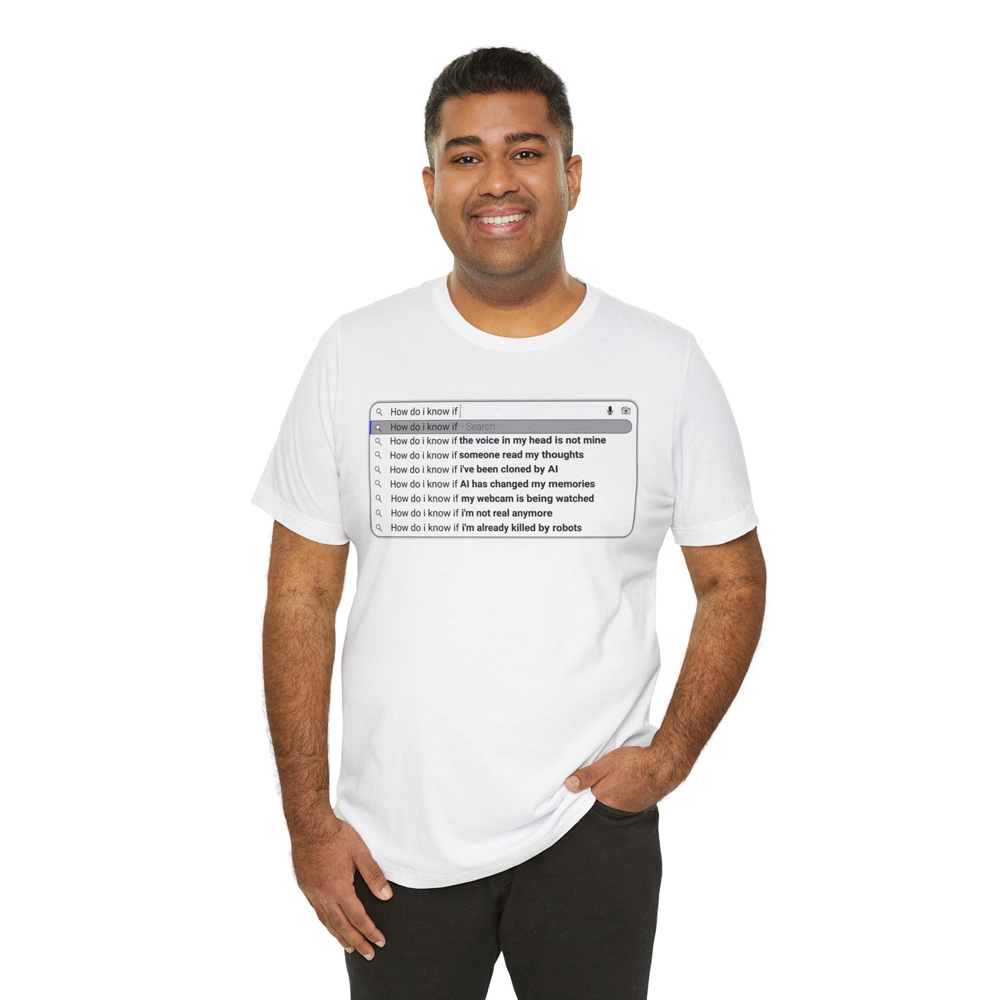AI Conspiracy Search Bar T-Shirt – Creepy Thought-Control Design for Tech-Savvy Rebels