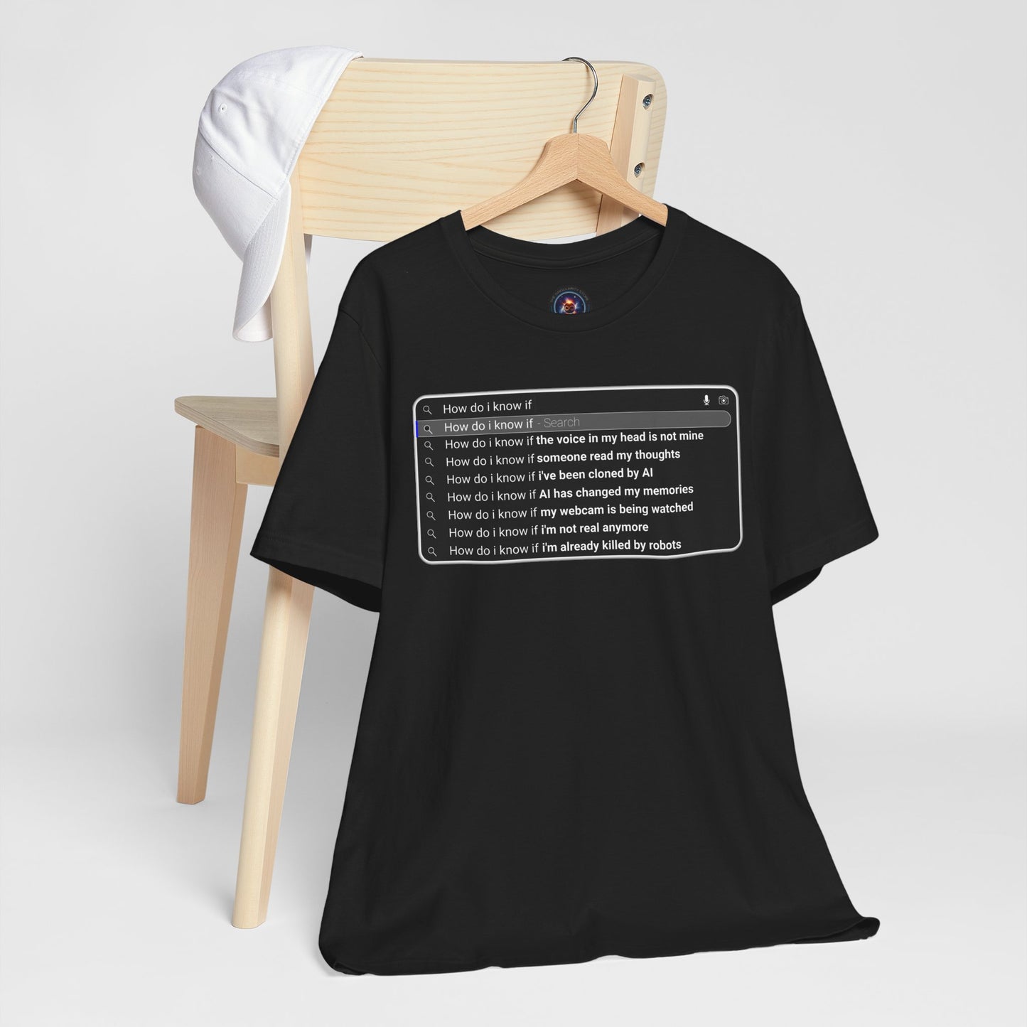 AI Conspiracy Search Bar T-Shirt – Creepy Thought-Control Design for Tech-Savvy Rebels