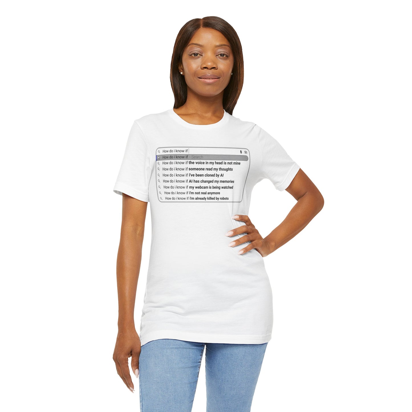 AI Conspiracy Search Bar T-Shirt – Creepy Thought-Control Design for Tech-Savvy Rebels