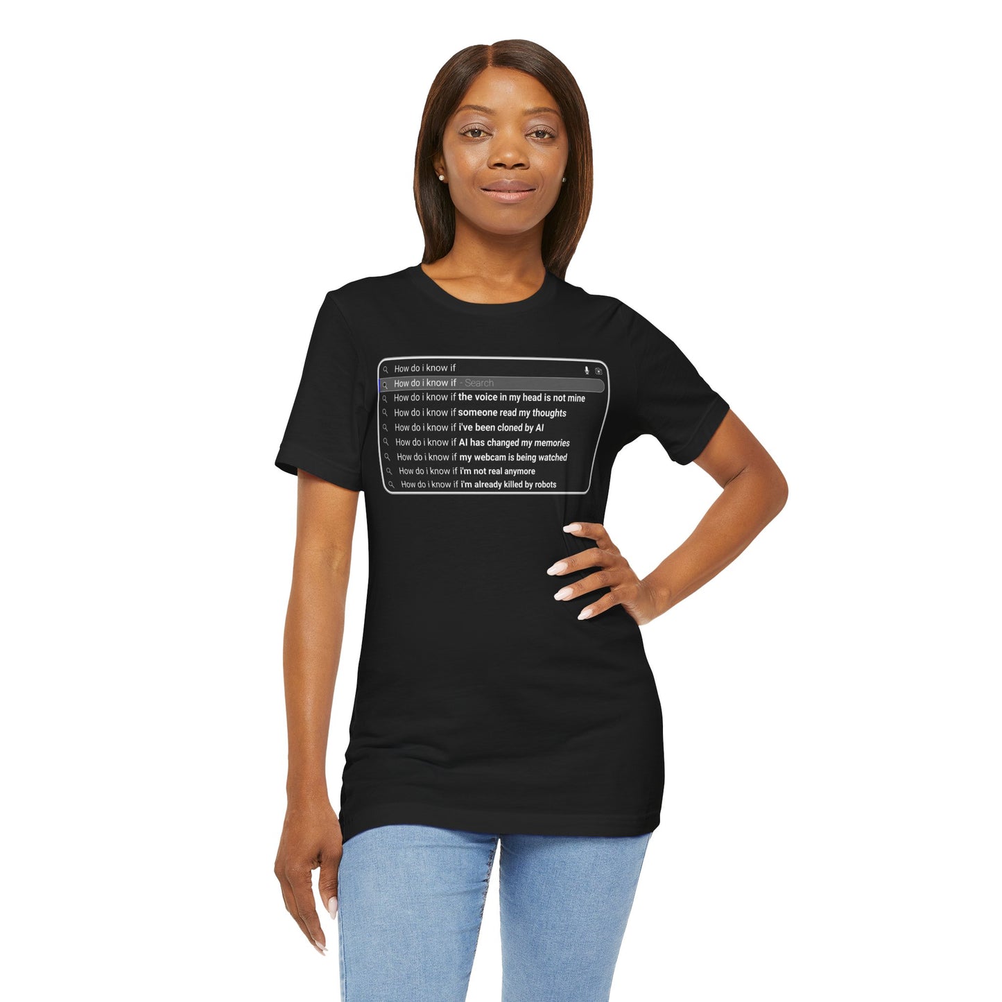 AI Conspiracy Search Bar T-Shirt – Creepy Thought-Control Design for Tech-Savvy Rebels