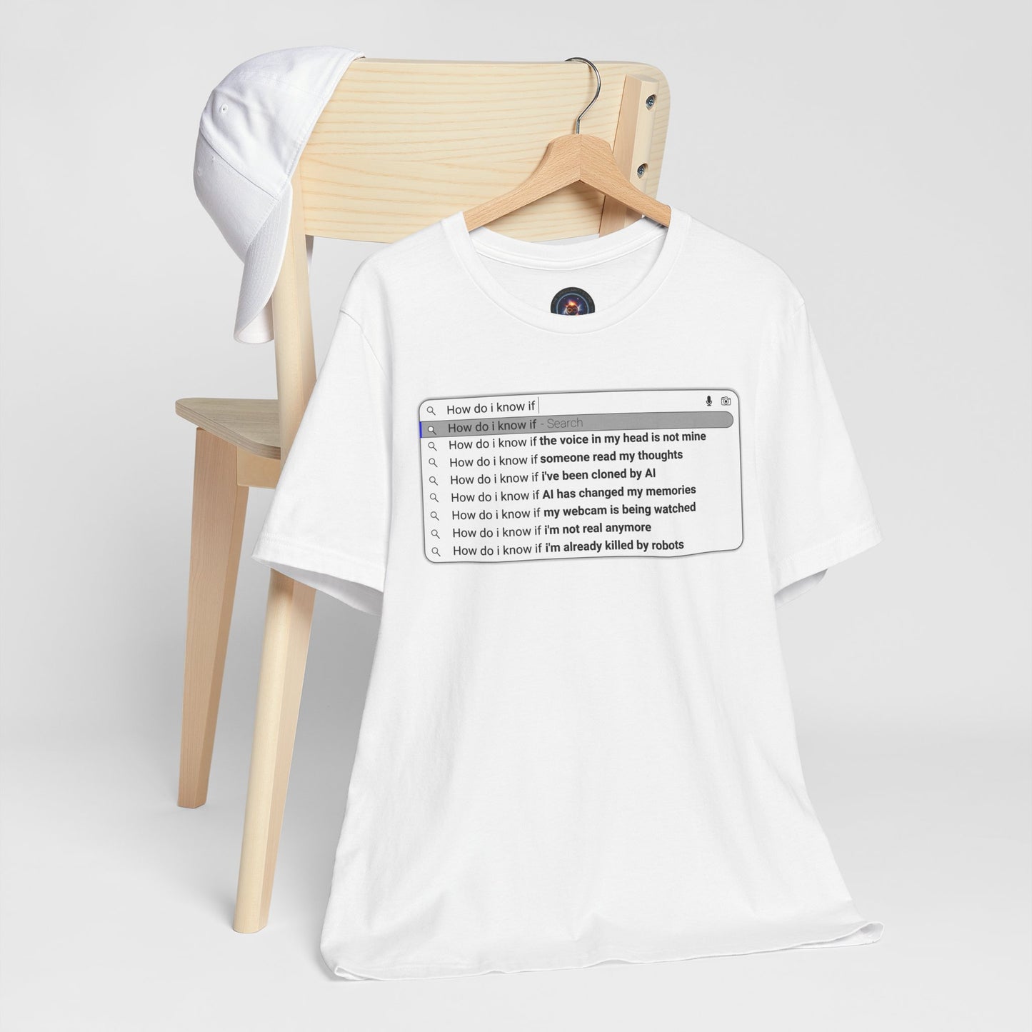 AI Conspiracy Search Bar T-Shirt – Creepy Thought-Control Design for Tech-Savvy Rebels