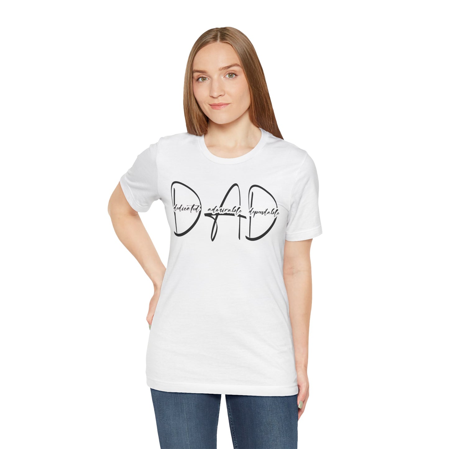Dad Definition Dedicated, Admirable, Dependable Unisex Jersey Short Sleeve Tee, Father's Day Gift, Basic Tee for Dad, Casual T-Shirt for Parents, Gift for New Dads