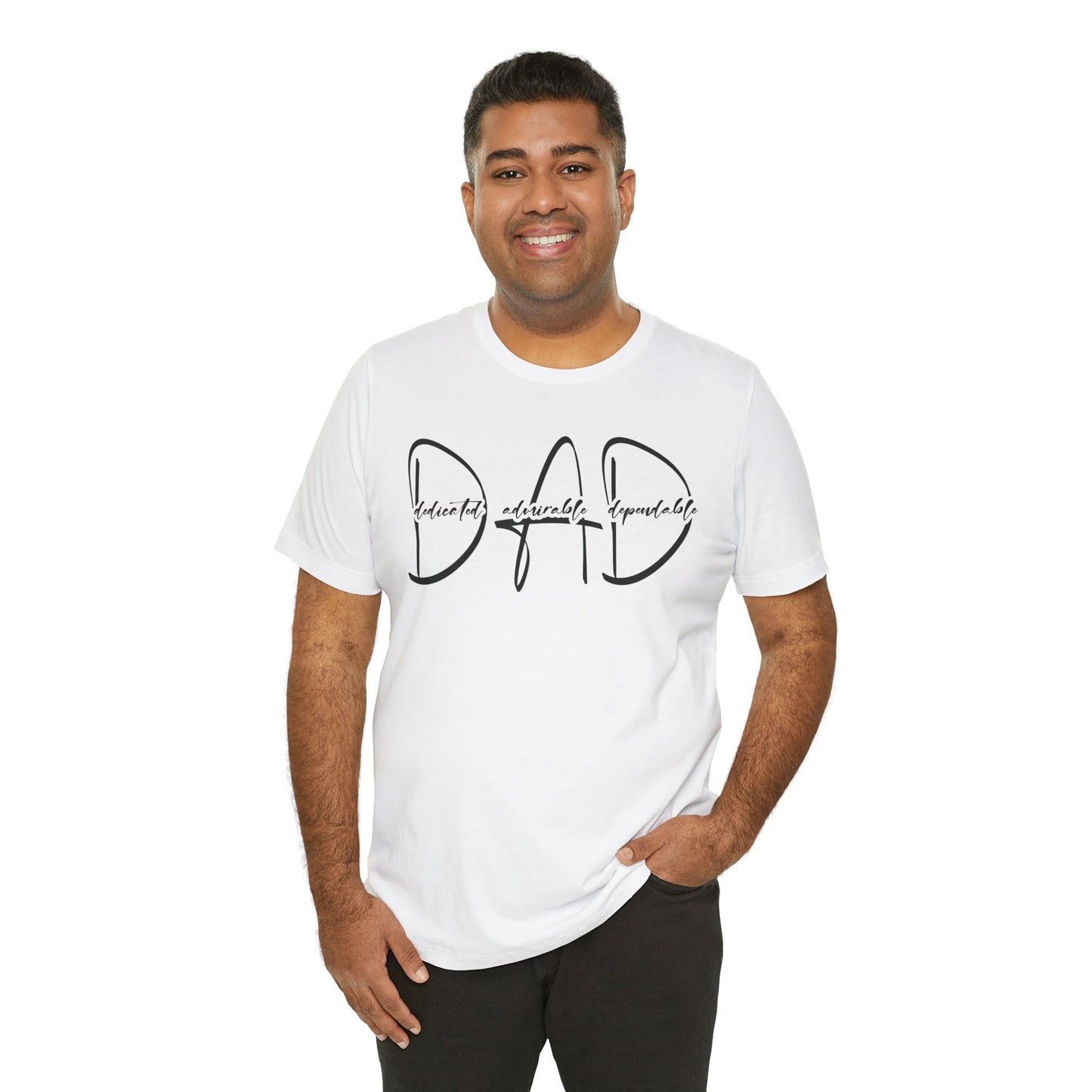 Dad Definition Dedicated, Admirable, Dependable Unisex Jersey Short Sleeve Tee, Father's Day Gift, Basic Tee for Dad, Casual T-Shirt for Parents, Gift for New Dads